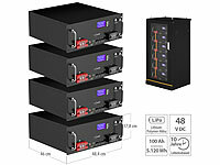 revolt 4er-Set LiFePO4-Akkus zur Rack-Montage, BMS, 48V, 5,12 kWh, zyklenfest