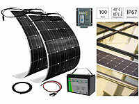 revolt Solaranlagen-Set: MPPT-Laderegler, 2x 100W-Solarmodul und LiFePo4-Akku