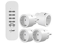 revolt 4er-Set Mini-Funksteckdosen mit Fernbedienung, bis 2.300 Watt, 50 m