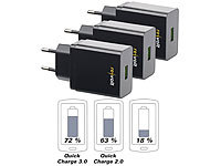 revolt 3er-Set 230-V-USB-Netzteil, Quick Charge 3.0, 5  12 V, max. 18 W