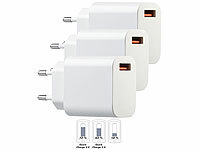 revolt 3er-Set 230-V-USB-Netzteil, Quick Charge 3.0, 5  12 V, max. 18 W