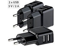revolt 3er-Set Mini Pico 2-fach-USB-Netzteil mit 2,1 A / 10,5 Watt; USB-Steckdosen USB-Steckdosen USB-Steckdosen 