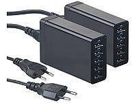 revolt 2er-Set 5-Port-USB-Netzteil mit dynamischer Ladestrom-Anpassung, 40 W; USB-Steckdosen USB-Steckdosen 