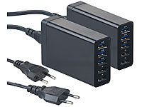 revolt 2er-Set 5-Port-USB-Netzteil mit dynamischer Ladestrom-Anpassung, 40 W; USB-Steckdosen USB-Steckdosen USB-Steckdosen 