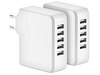 revolt 2er-Set Intelligentes 5-Port-USB-Wandnetzteil Smart Power, 34 Watt