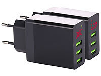 revolt 2er-Set Intelligentes 3-Port-USB-Wandnetzteil mit LED-Display, 15,5 W; Mehrfach-USB-Netzteile für Steckdose Mehrfach-USB-Netzteile für Steckdose Mehrfach-USB-Netzteile für Steckdose Mehrfach-USB-Netzteile für Steckdose 