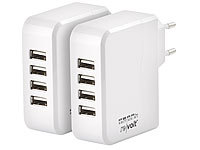 revolt 2er-Set Intelligentes 4-Port-USB-Wandnetzteil, Smart-Power-Technologie