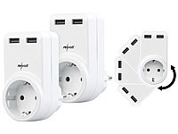 revolt 2er-Set Steckdosen mit 360° drehbarem Doppel-USB-Netzteil, 3,4 A /17 W