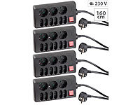 revolt 4er Pack 9-fach-Steckdosenleiste mit beleuchtetem Netzschalter,; Energiekostenmesser, USB-Steckdosen Energiekostenmesser, USB-Steckdosen 