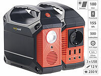 revolt Powerstation & Solar-Generator, 155 Wh, 230 V, 12 V, USB, 180 Watt