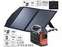 revolt Powerstation & Solar-Generator mit faltbarem 50-W-Solarpanel, 155 Wh