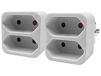 revolt Steckdosen-Adapter auf 2-fach-Euro-Steckdose, 2er-Set, weiß