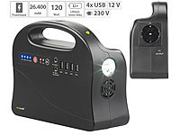 revolt Powerstation & Solar-Generator, 97 Wh, 12 und 230 V, USB, 120 Watt; Solarpanels, Solarpanels faltbar 