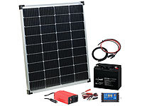 revolt Solaranlagen-Set: Laderegler, Wechselrichter, 110-W-Solarpanel, Akku; Solarpanels faltbar, 2in1-Hochleistungsakkus & Solar-GeneratorenSolaranlagen-Set: Mikro-Inverter mit MPPT-Regler und Solarpanel Solarpanels faltbar, 2in1-Hochleistungsakkus & Solar-GeneratorenSolaranlagen-Set: Mikro-Inverter mit MPPT-Regler und Solarpanel 