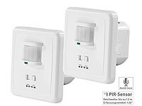 revolt 2er-Set Automatische Lichtschalter mit Bewegungsmelder & Sound-Sensor; Funk-Steckdosen mit Fernbedienung Funk-Steckdosen mit Fernbedienung Funk-Steckdosen mit Fernbedienung