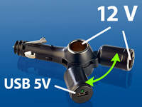 ; Kfz-USB-Netzteile mit 12-24-Volt-Zigarettenanzünder-Buchse 