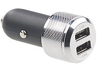 revolt 2er-Set Kfz-USB-Ladegeräte je mit 2 Ports, für 12/24 Volt, 4,8 A; Mehrfach-USB-Netzteile für Steckdose 