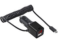 revolt Kfz-USB-Netzteil mit Micro-USB-Spiralkabel & Display, 12 & 24 V, 2,1 A