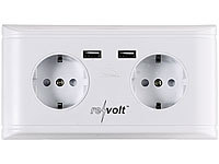 revolt Doppel-Wandsteckdose mit 2 USB-Ladeports (5 V / 2,1 A / 10,5 Watt); Mehrfach-USB-Netzteile für Steckdose Mehrfach-USB-Netzteile für Steckdose 