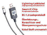 revolt Lightning-Ladekabel mit Smart-IC-Chip und LCD-Spannungsanzeige