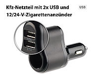 revolt Kfz-Netzteil mit 12/24-V-Zigarettenanzünder und 2x USB, 3,1 A, 15,5 W