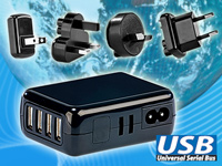 revolt USB-Reise-Netzteil "Global Player" mit 4 USB-Ladebuchsen
