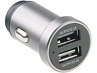 revolt Mini-Kfz-USB-Ladegerät mit 2 Ports, 12 & 24 V, 4,8 A, 24 Watt, Metall