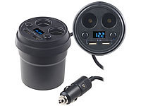 revolt 4-fach-Kfz-Verteiler mit je 2x 12-/24-V & USB-Port (3,1 A), 80 Watt