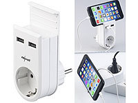 revolt Steckdose mit Doppel-USB-Netzteil & Smartphone-Ablage, 3,4 A/ 17 Watt