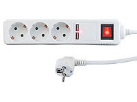revolt 3-fach-Steckdosenleiste mit Netzschalter und 2 USB-Ports, 2,1 A; USB-Steckdosen USB-Steckdosen USB-Steckdosen 