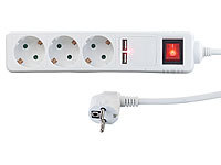 revolt 3-fach-Steckdosenleiste mit Netzschalter und 2 USB-Ports, 2,1 A