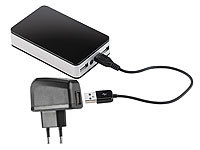 revolt Powerbank mit 6600 mAh für iPod, iPhone, Handy + Netzteil; USB-Solar-Powerbanks 