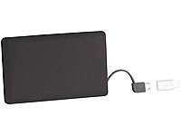 revolt Powerbank im Kreditkarten-Format, 2.500 mAh, Micro-USB & 8-Pin-Adapter; USB-Solar-Powerbanks USB-Solar-Powerbanks 