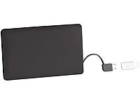 revolt Powerbank im Kreditkarten-Format, 2.500 mAh, Micro-USB & 8-Pin-Adapter