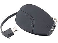 revolt Schlüsselanhänger-Powerbank mit 420 mAh & micro-USB-Kabel; USB-Solar-Powerbanks 