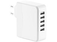 revolt Intelligentes 5-Port-USB-Wandnetzteil Smart Power, 34 Watt