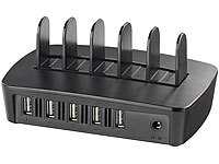 revolt 5-Port-USB-Profi-Ladestation mit Smart Power, Quick Charge, 60 Watt; Mehrfach-USB-Netzteile für Steckdose Mehrfach-USB-Netzteile für Steckdose 