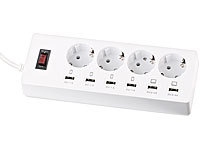 revolt Steckdosenleiste mit 4 Steckdosen und 6 USB-Buchsen (6 A / 30 Watt)