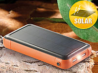 revolt Solar-Powerbank mit 20.000 mAh; Ladestand-Anzeige und 2 USB-Ports; USB-Powerbanks kompakt 