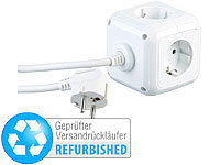 revolt Steckdosenwürfel: 4-fach-Steckdosen-Würfel mit 2 USB-Ladeports und  Halterung (Powercube)