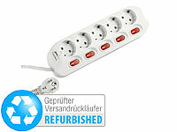 revolt 5-fach-Steckdosenleiste, einzeln schaltbar, Versandrückläufer; Mini-Netzteile, Multiport, USB-A & USB-C, 230V, Steckdosenleisten mit Überspannungsschutz 