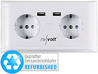 revolt Doppel-Wandsteckdose mit 2 USB-Ladeports Versandrückläufer