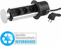 revolt Versenkbare Tisch-3-fach-Steckdosenleiste, Ø 78 mm, (refurbished); 2in1-Hochleistungsakkus & Solar-Generatoren 2in1-Hochleistungsakkus & Solar-Generatoren 