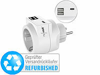 revolt USBC Steckdose, 3in1-Steckdosen mit USB-Netzteil