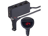 revolt Kfz-Verteiler mit 3x 12-/24-Volt & 4x USB-Buchse, LCD-Display, 120 W; Kfz-USB-Netzteile für 12/24-Volt-Anschluss Kfz-USB-Netzteile für 12/24-Volt-Anschluss Kfz-USB-Netzteile für 12/24-Volt-Anschluss Kfz-USB-Netzteile für 12/24-Volt-Anschluss 