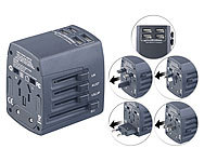 revolt 3in1-Universal-Welt-Reisestecker mit 4 USB-Ladeports, 5 A, 25 Watt