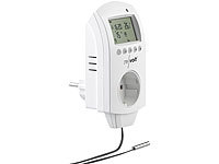 revolt Digitales Steckdosen-Thermostat für Heiz & Klimageräte, Sensorkabel