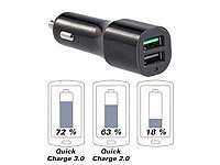 revolt Kfz-USB-Ladegerät, 2 Ports, Quick Charge 3.0, 12/24 V, bis 3 A/31,5 W; Mehrfach-USB-Netzteile für Steckdose Mehrfach-USB-Netzteile für Steckdose 