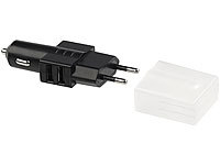 revolt 2in1-USB-Ladegerät für 230 & 12/24-Volt-Kfz-Anschluss, 2x USB, 2,1 A; Mehrfach-USB-Netzteile für Steckdose Mehrfach-USB-Netzteile für Steckdose Mehrfach-USB-Netzteile für Steckdose 