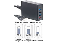 revolt 5-Port-USB-Netzteil mit Quick Charge 3.0, USB Typ C & A, 40 Watt